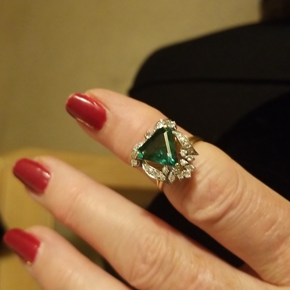 Vintage Art Deco Tourmaline 18k diamond ring - Picture 5 of 11